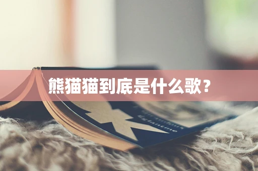 熊猫猫到底是什么歌？