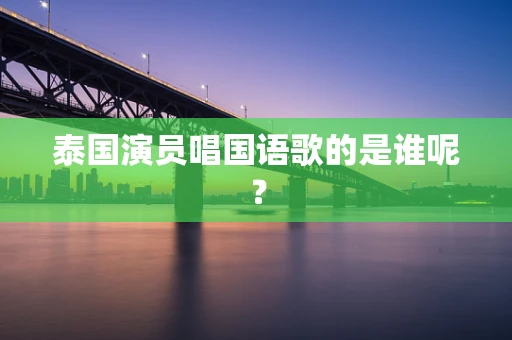 泰国演员唱国语歌的是谁呢？