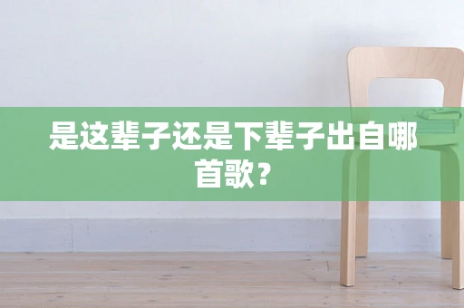 是这辈子还是下辈子出自哪首歌？