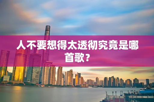 人不要想得太透彻究竟是哪首歌？