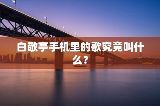 白敬亭手机里的歌究竟叫什么？