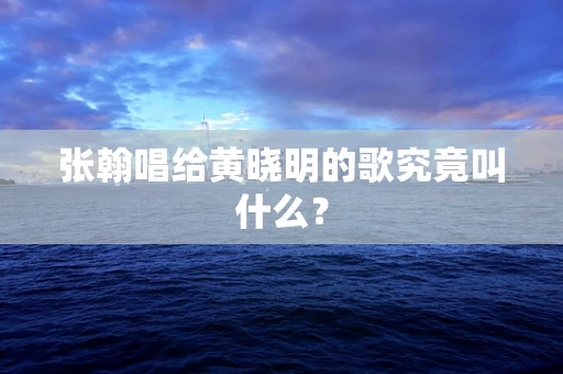 张翰唱给黄晓明的歌究竟叫什么？