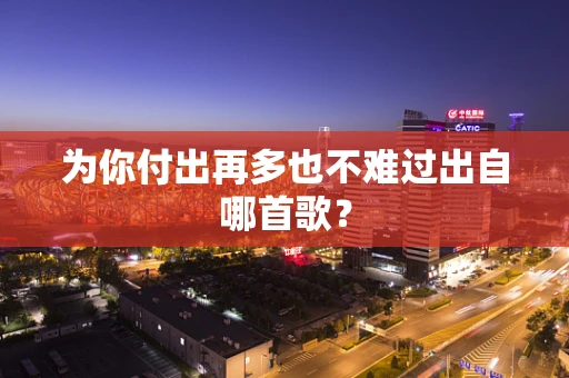 为你付出再多也不难过出自哪首歌？